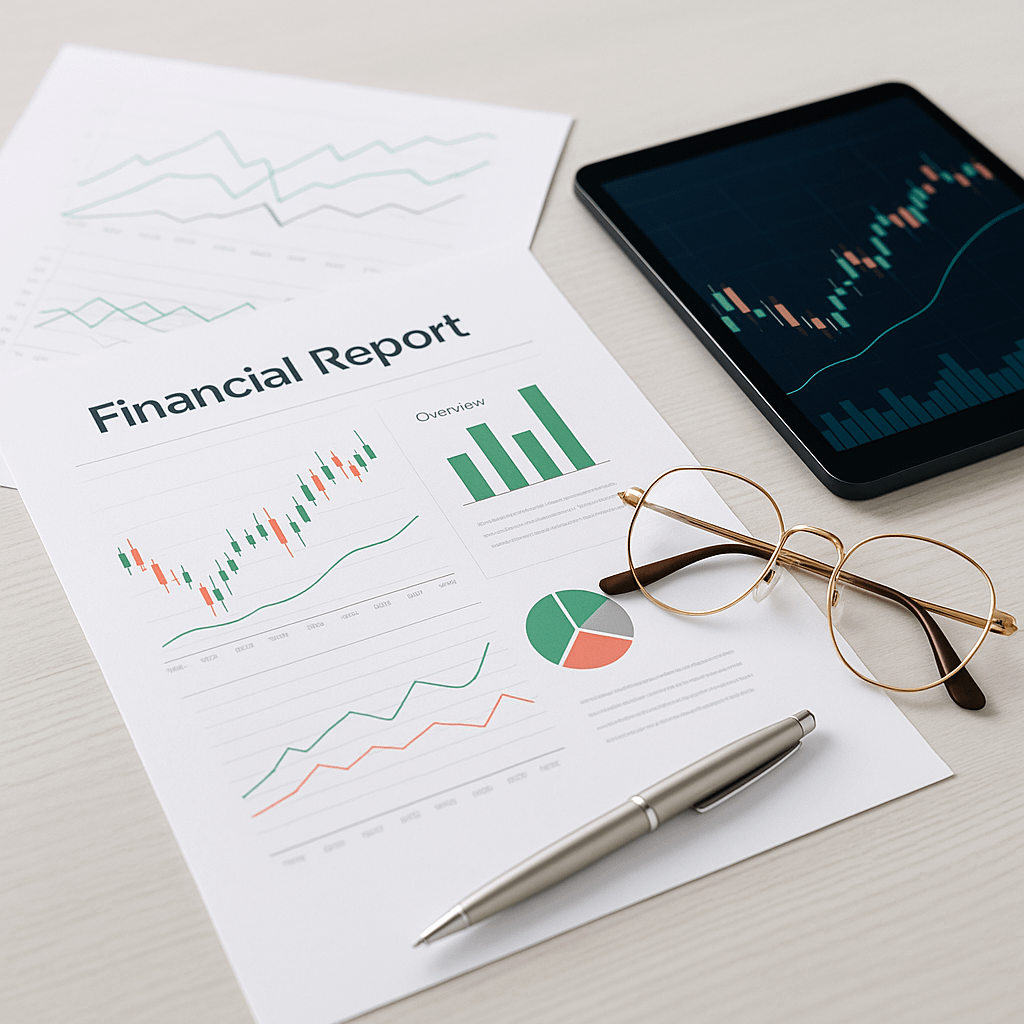 Financial analysis with charts and calculator overlay - UpdateTrade